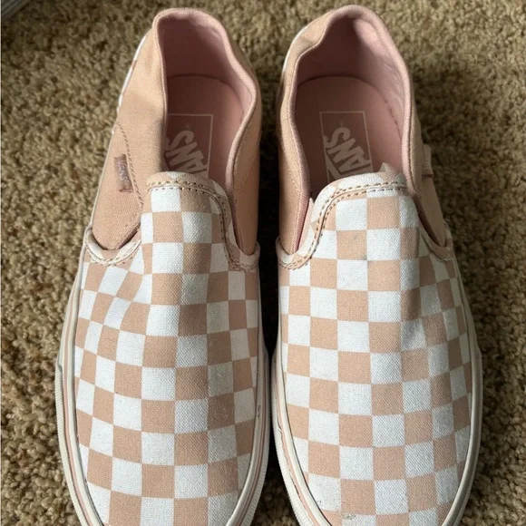 Vans Shoes Vans Blush Checkered Slipon Shoes Poshmark